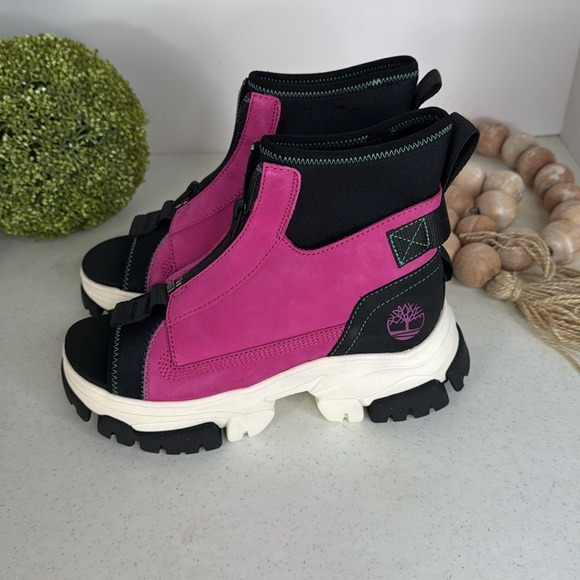 Timberland Adley Way Peep Toe Boot Sandals 'Very Berry' Sz 7 - Picture 5 of 13